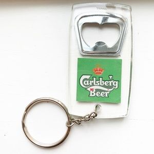 Vintage Carlsberg Beer bottle opener keychain